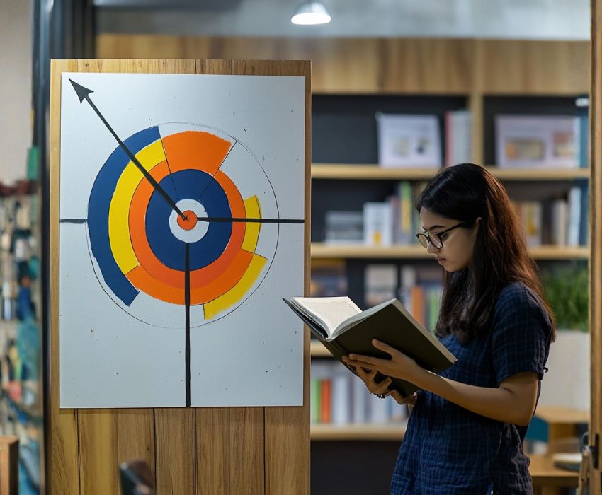 Student reading in the library at Koshys Institute of Technology